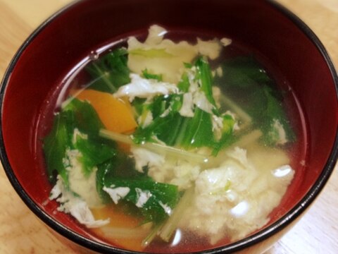 水菜と卵の和風コンソメスープ